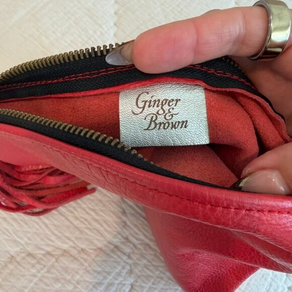 Red Supple Leather Zipper Tassel Clutch Bag - Picture 5 of 5